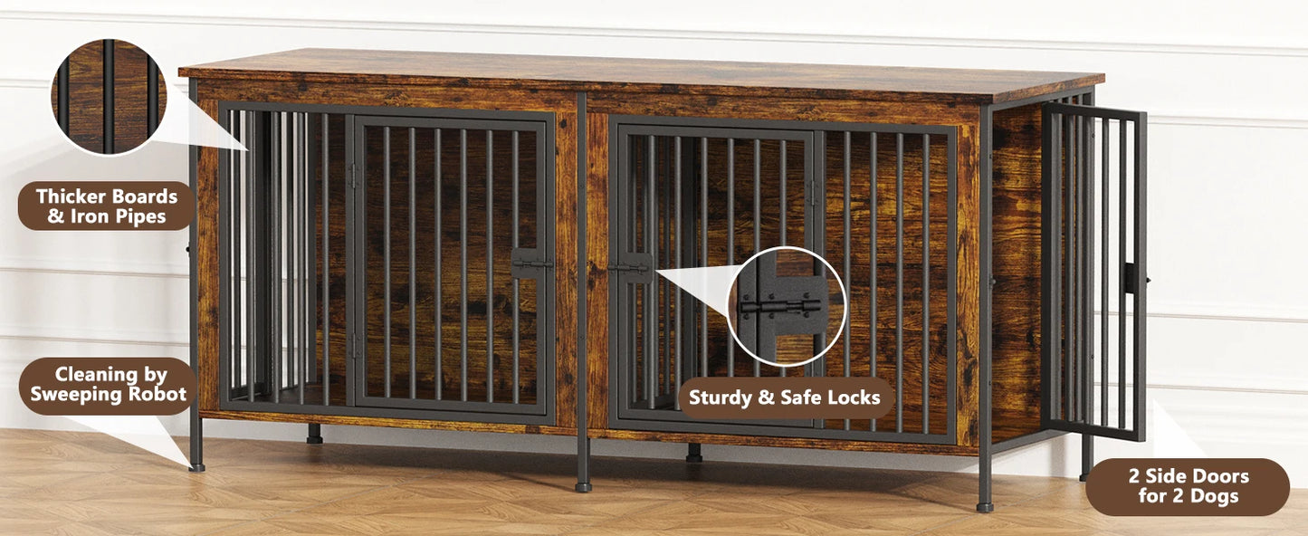 Heavy Duty Dog Crate Furniture for 1/2 Dogs,Multi-Functional Dog Kennel Table as TV Stand/Plant Stand,for Small Medium Large Dog