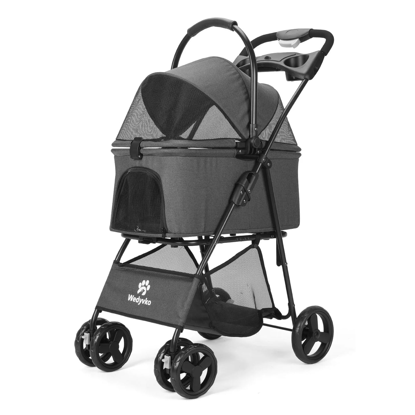 3 in 1 Pet Stroller with Removable Carrier, Folding Stroller for Small/Medium Dogs and Cats, Waterproof, All-Terrain, with Sun Shield