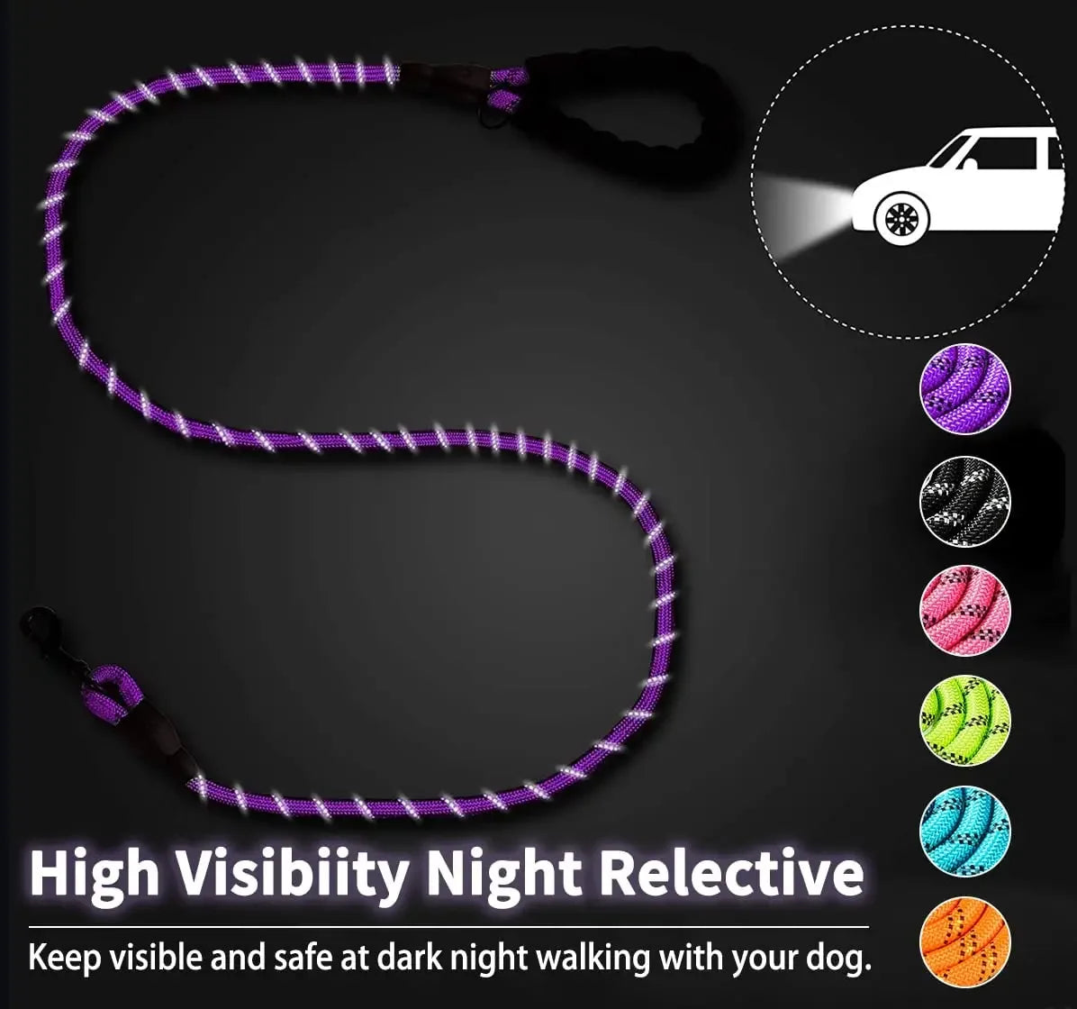 Strong Dog Leash, Reflective Leash For Big Small Medium Dog, Leash Drag Pull Tow