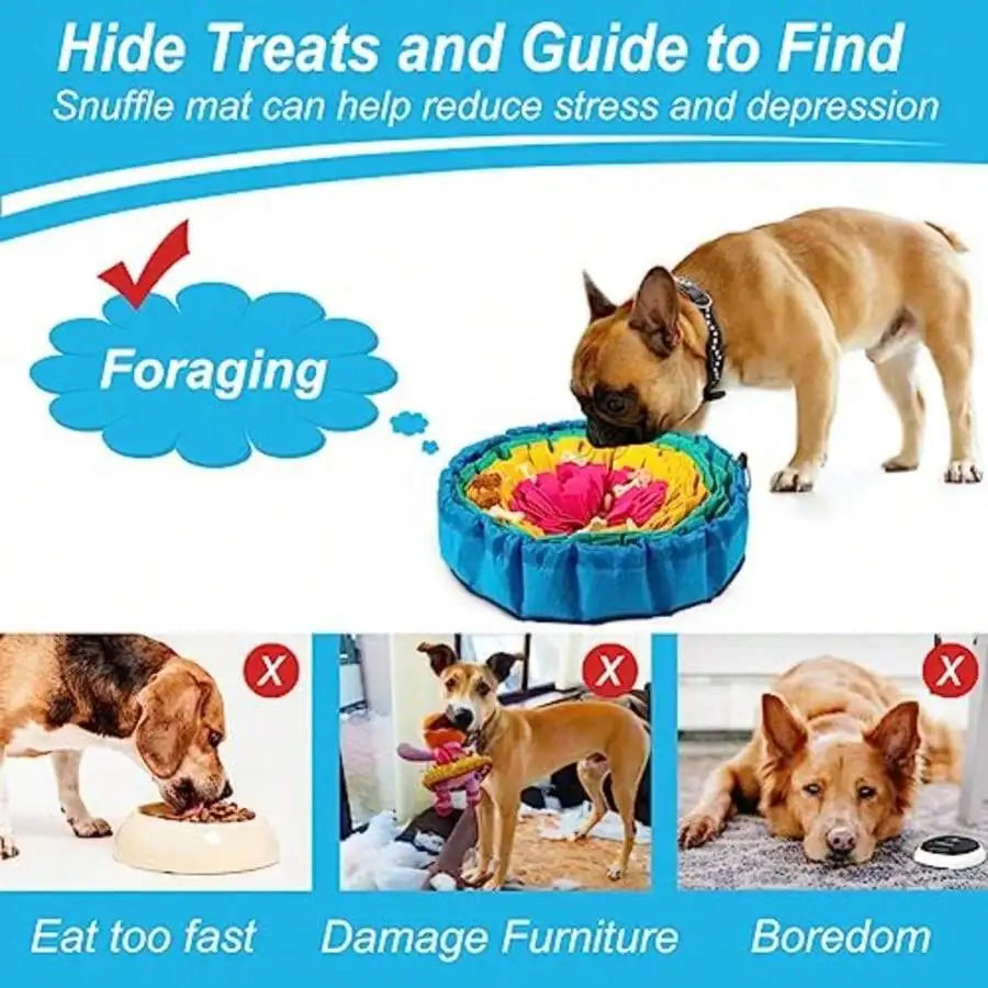 Snuffle Mat For Dogs Adjustable Dog Puzzle Toys Sniff Mat Interactive Enrichment Toys For Slow Eating And Mental Stimulation Red Yellow Blue