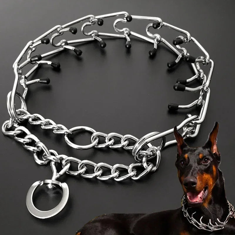 Effective Pinch Dog Training Collar With Comfort Rubber Tips Safe Adjustable Detachable Stainless Steel Pet Prong Collar