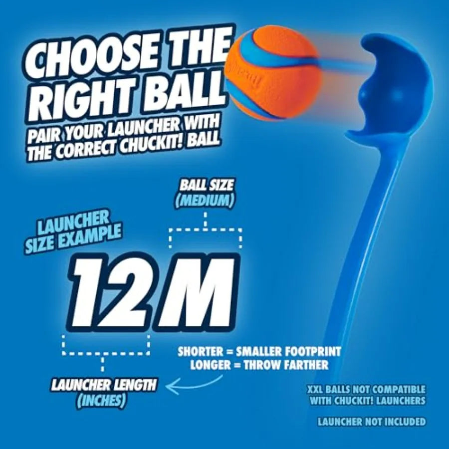 Dog Ball Launcher 12M with 12" Handle Length for Medium 2.5" Dog Balls For Dogs 20-60 lb, Plastic Pet Fetch Ball Thrower