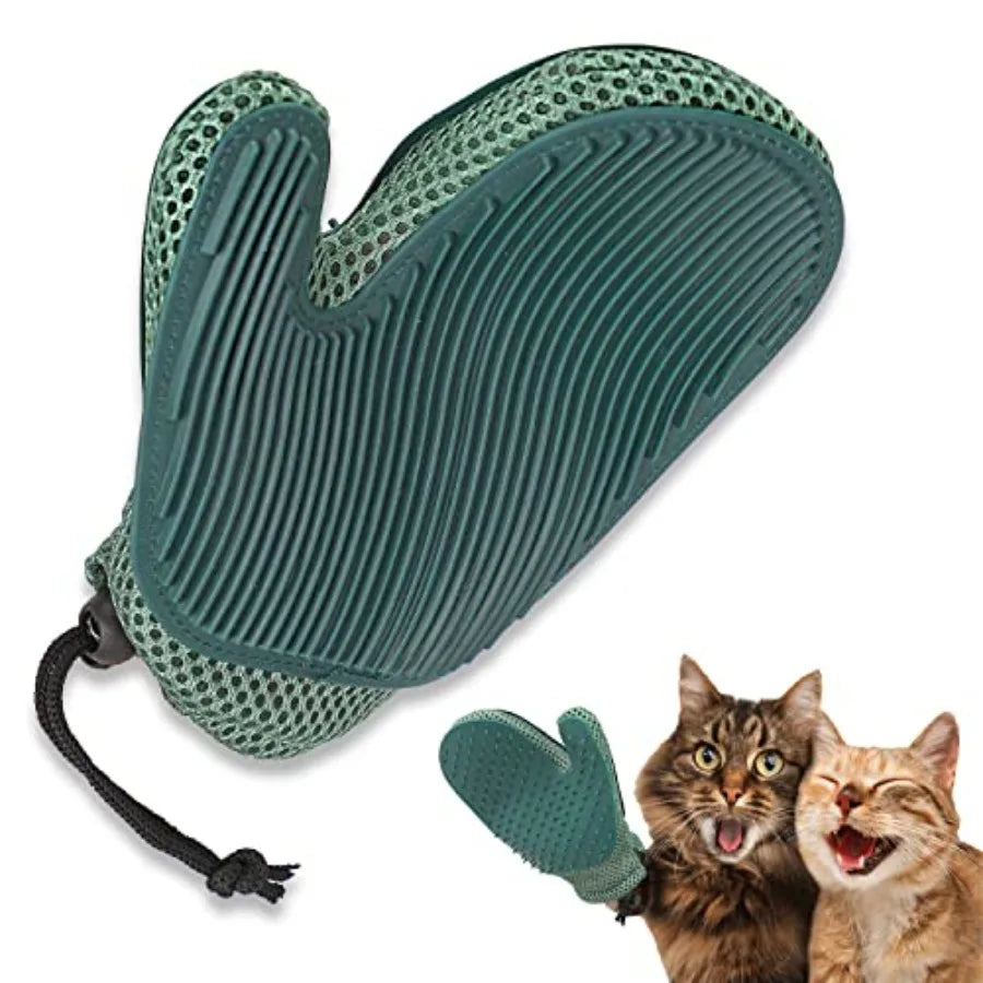 2 in 1 Cat Fur Glove Pet Hair Remover Glove for Dog Grooming Blue Shedding Brush with Massage Function Efficient Hair Remover