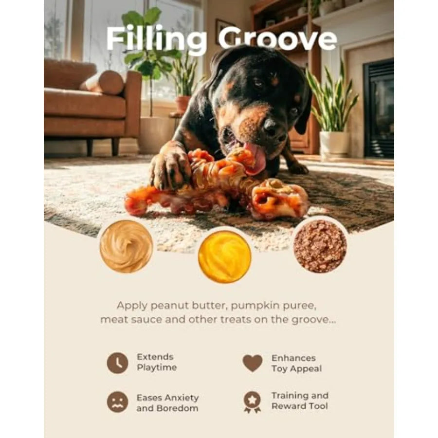 2 Pack Indestructible Dog Chew Toys for Aggressive Chewers: Ultra-Dense Nylon, Bacon Flavor Chew Bones, Heavy Duty Tough Toys