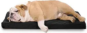 Tough Rip-Stop Orthopedic Dog Bed - Durable, Removable, Washable Cover, Kennel Pad Fits in Crate, Medium 35"x22", Light Gray