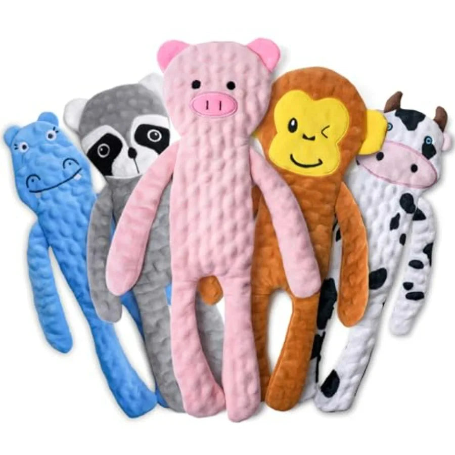 Dog Squeaky Toy No Stuffing, Dog Toys Crinkle Puppy, Durable Chew Plush Cute Animals Natural for Teething Pet