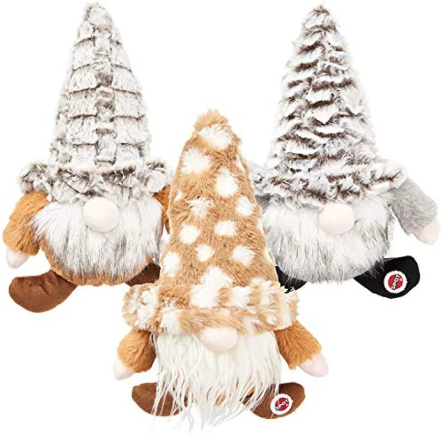 Ethical Products 3 Pack of Woodsy Gnome Plush Dog Toys 12 Inch Assorted Colors with Squeakers