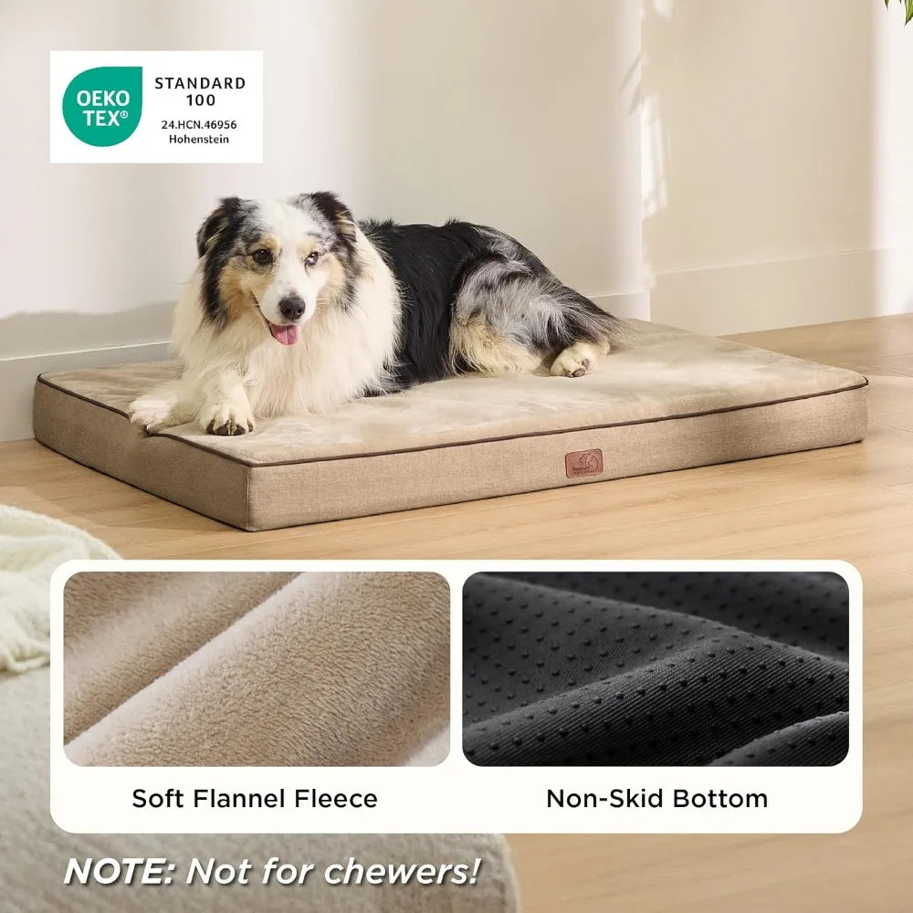 Bedsure Memory Foam Dog Crate Bed for Extra Large Dogs - XL Orthopedic Pet Beds with Removable Washable Cover and Nonskid Bottom