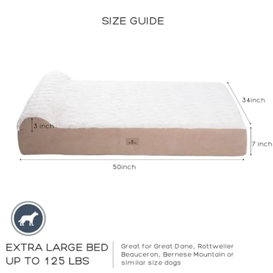 Jumbo Orthopedic Dog Bed for Large Dogs - 7-inch Thick Memory Foam Dog Bed with Pillow Removable Cover Machine Washable