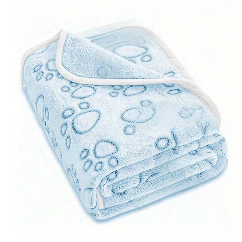 1pcs Ultra-Soft Paw Print Dog Blankets - Machine Washable, Cozy Pet Pillow Pads for Indoor & Outdoor Use - Ideal for Small to Large