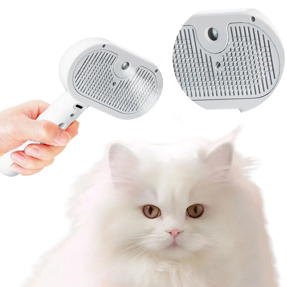 3 in 1 Cat/Dog Steam Brush, Grooming Brush with Release Button, Brush Pet Hair, Cleaning Brush Comb for Cats Dogs Small Animals