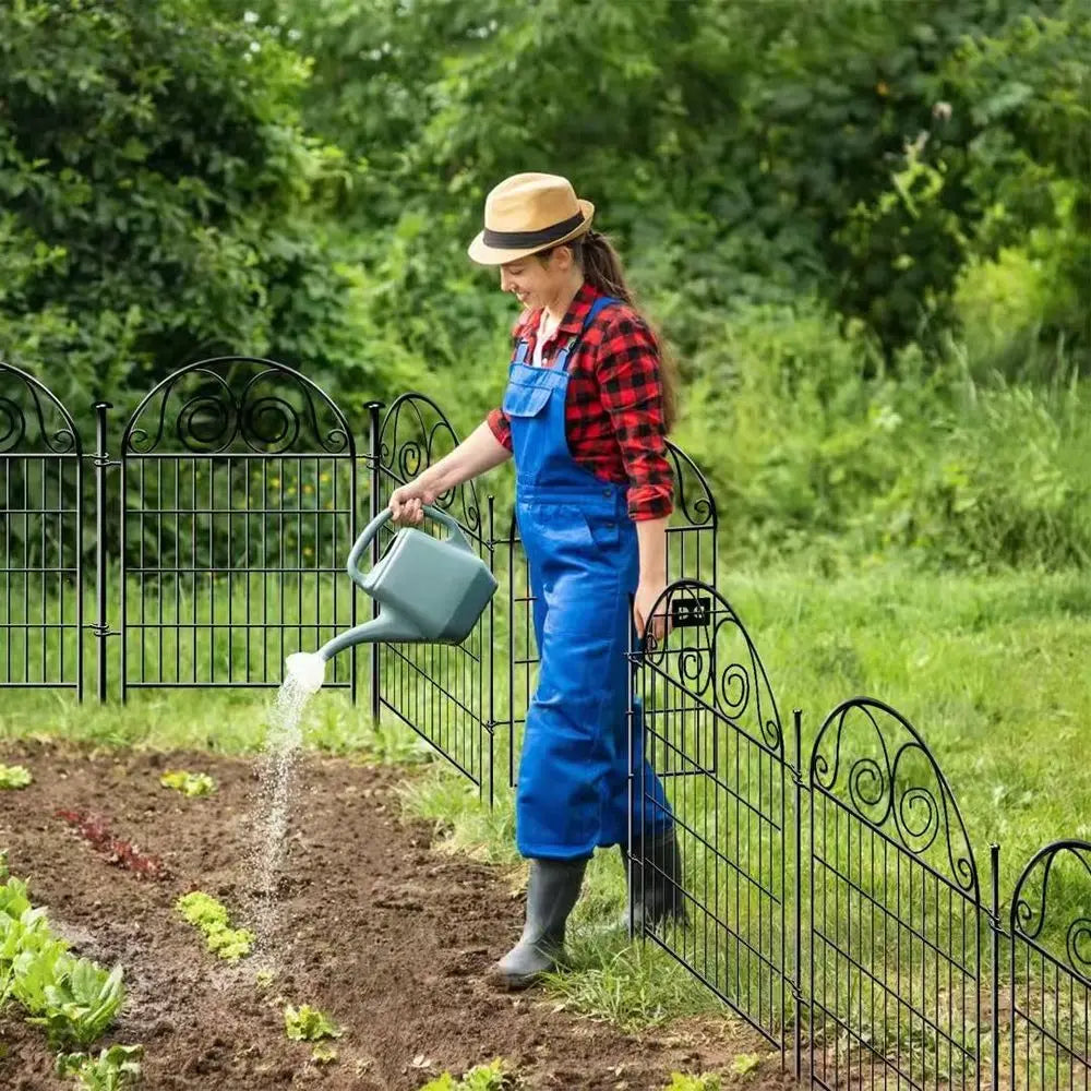 Tall Garden Animal Barrier Fencing with Gate, 40 InchH 20 Panels Total Length 43.7 Ft Outdoor Dog Fence, Picket Fences, Reusabl