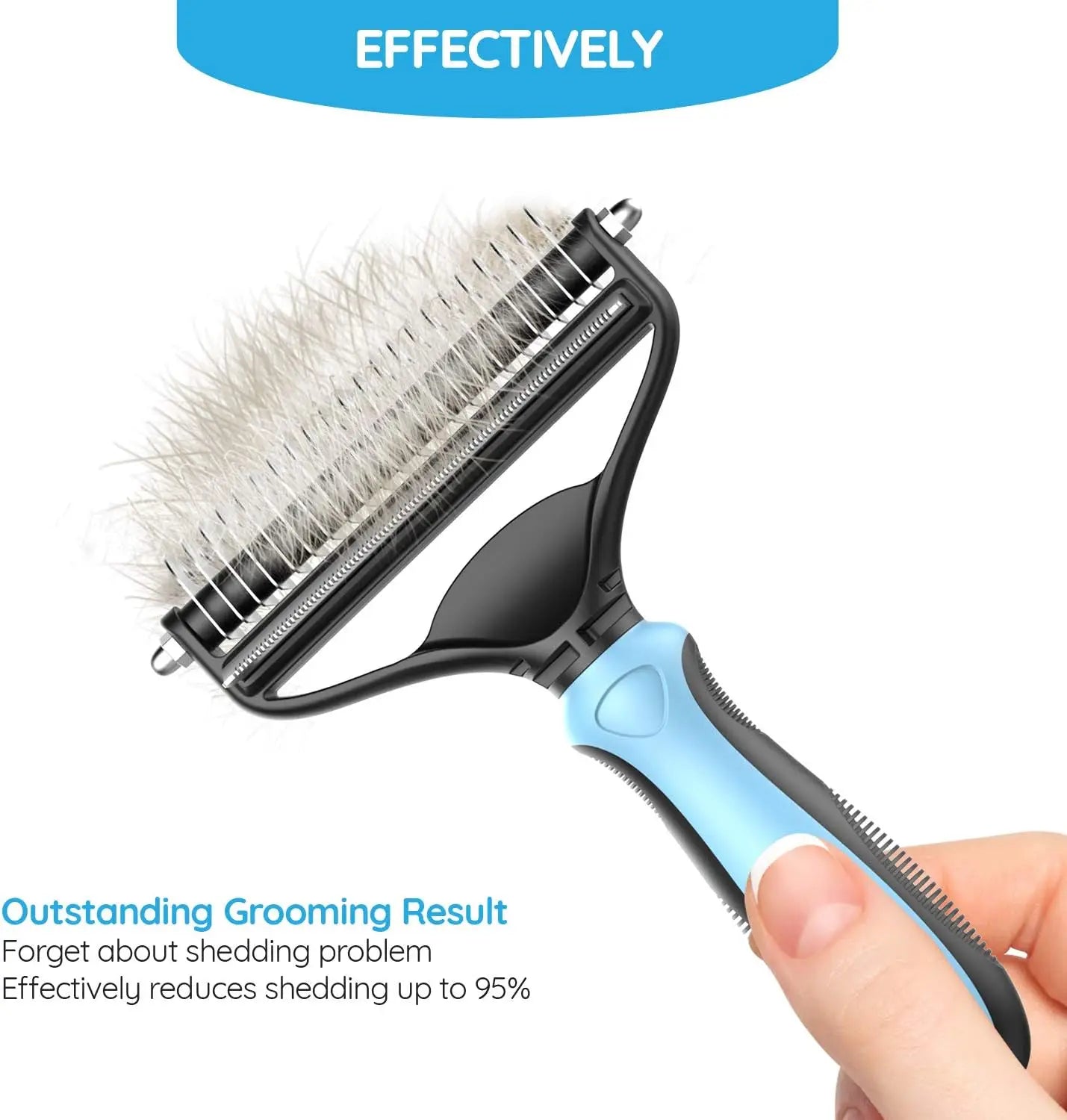 2-Sided Pet Grooming Brush for Dogs & Cats – Removes Mats, Tangles & Loose Fur