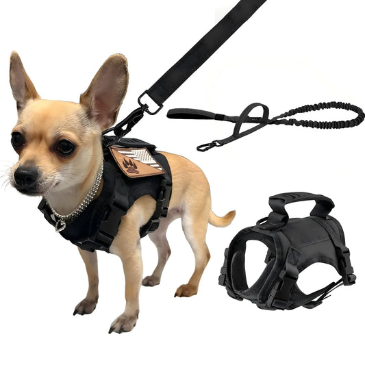 Tactical Puppy Harness Leash Set For Small Dogs Adjustable Cat Harnesses Vest For Training Walking