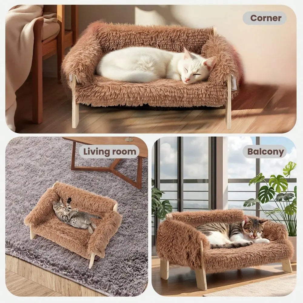 Dog Supplies Pet Furniture And Beds Dog Bed 1 Piece Soft And Comfortable Raised Cat Bed Sofa Made Of Wood, Sturdy Large Cat Sofa