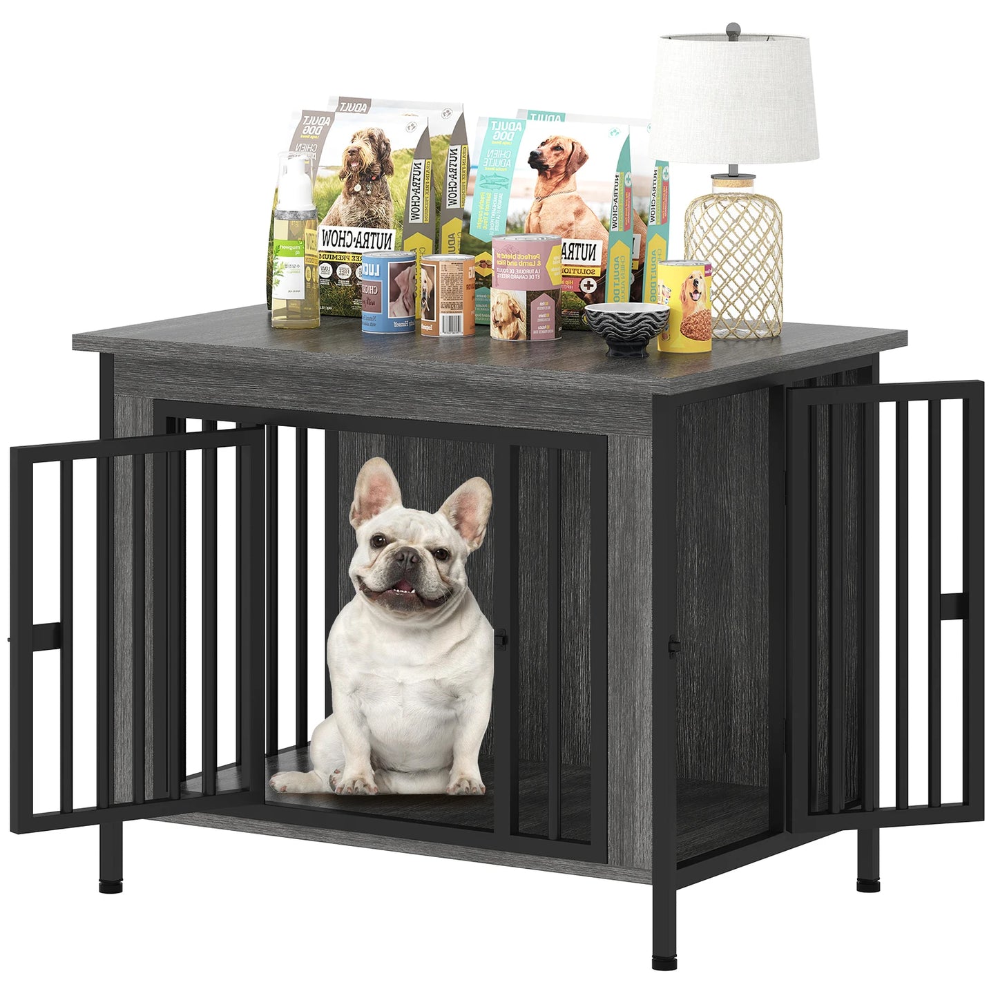 Heavy Duty Dog Crate Furniture for 1/2 Dogs,Multi-Functional Dog Kennel Table as TV Stand/Plant Stand,for Small Medium Large Dog