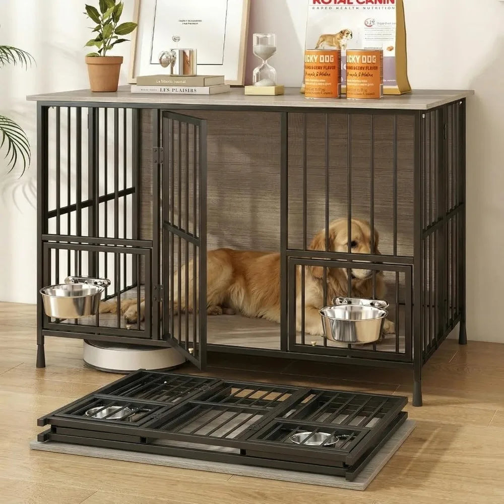 Large Foldable Dog Crate Furniture, Dog Kennel with Storage Top, Wooden Dog Crate Table for Medium to Large，Customized