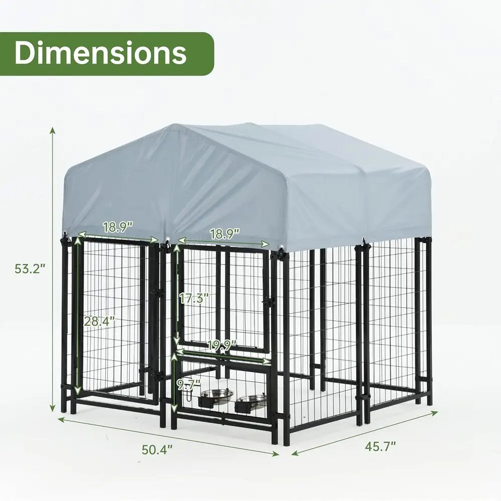 Outdoor Dog Enclosure, Heavy Duty Dog Kennel,  Dog Big Cage,  Steel fence with Secure Lock and UV-Resistant