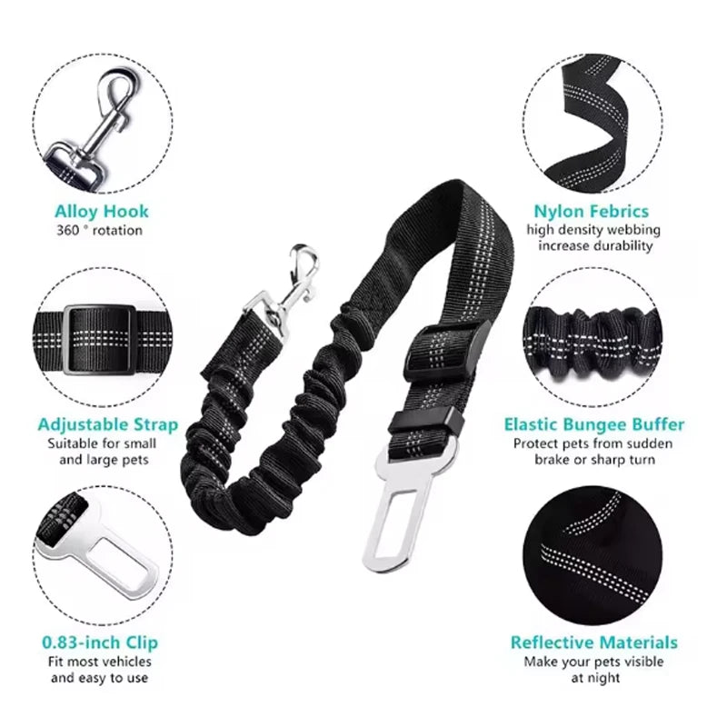 Dog safety leash pet car seat belt dog traction seat belt buffer elastic safety rope traction leash