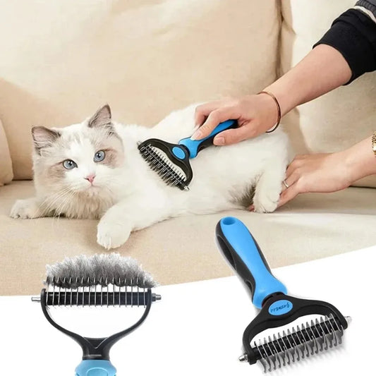 Double Sided Stainless Steel Pet Grooming Brush Dog Cat Hair Remover Comb Tangle Removal