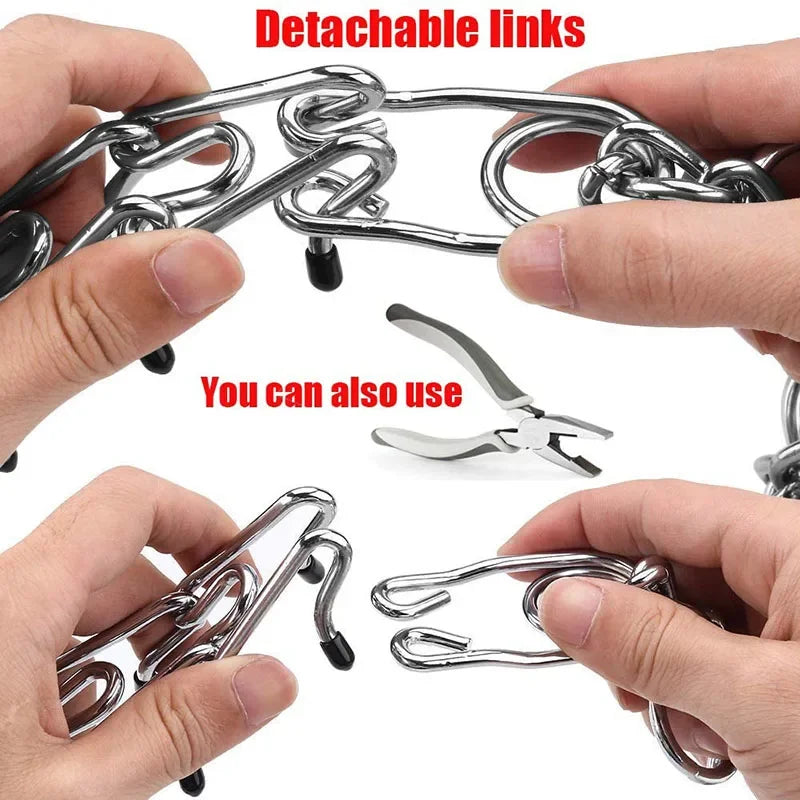 Effective Pinch Dog Training Collar With Comfort Rubber Tips Safe Adjustable Detachable Stainless Steel, Pet Prong Choke Collar
