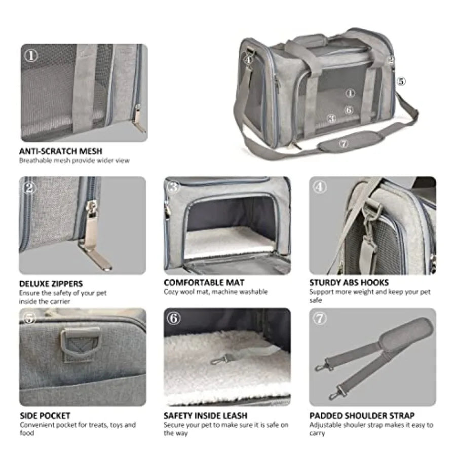 Cat Carriers Dog Carrier Pet Carrier For Small/ Medium Cats Dogs Puppies Up To 15lbs TSA Airline Approved Small Dog