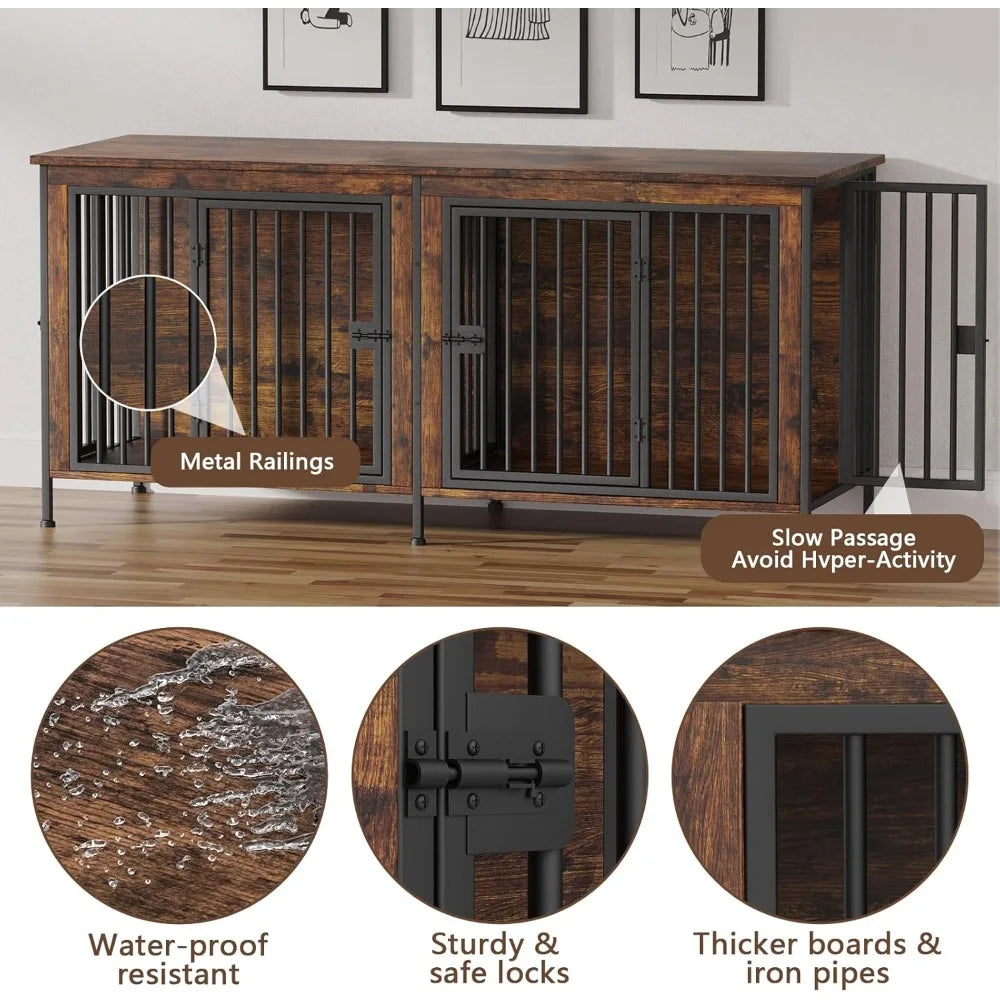Dog Crate Furniture fo Dogs, Heavy Duty Single/Double Dog Crates for Small/Medium/Large Dogs, Dog Kennel Furniture