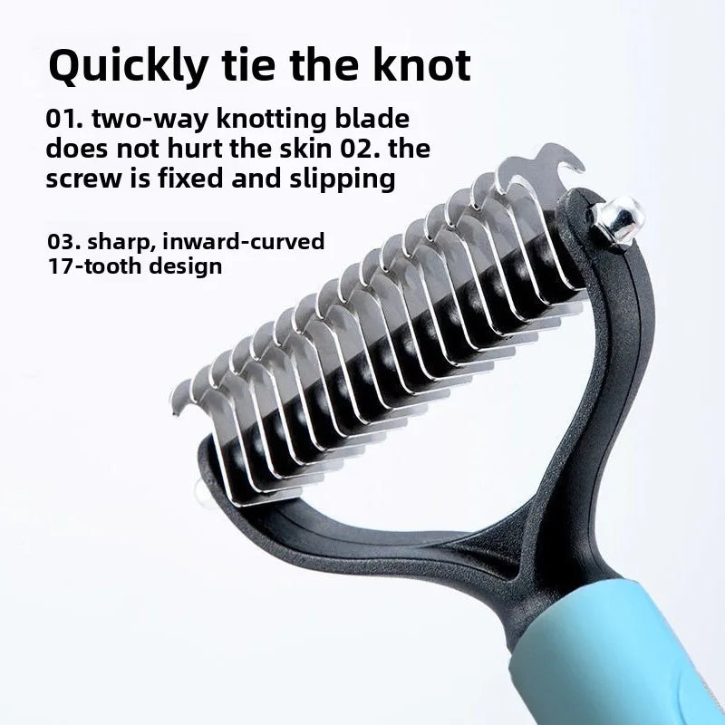 Pet Deshedding Brush Double Sided Pet Grooming Tool for Shedding and Dematting - Stainless Steel Dog Comb with Effective Results