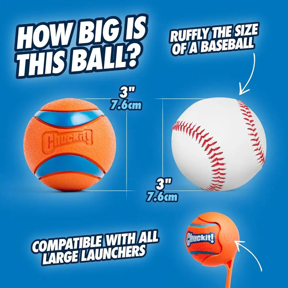 Ultra Ball Dog Toy - Size Large - for Dogs 60-100 lbs - Made of Durable Rubber - Super Bouncy - Floats in Water - 3-inch Diamete