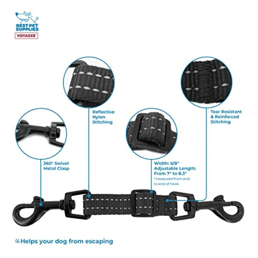 Voyager Dog Collar Safety Clip with Dual Clasps, Collars and No Pull Harness Connectors, Training for Walking, Running, and Hiking