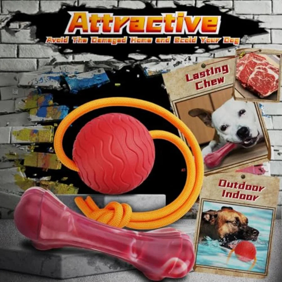 Heavy Duty Various Dog Chew Toys for Aggressive Chewers 9 Pack Indestructible Large Dog Toys Include Tug Chew and Rope Toys