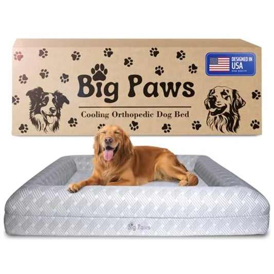 XL Senior Dog Cooling Orthopedic Bed with Enclosed Support High-Density Memory Foam Waterproof Liners Washable Cover in Gray