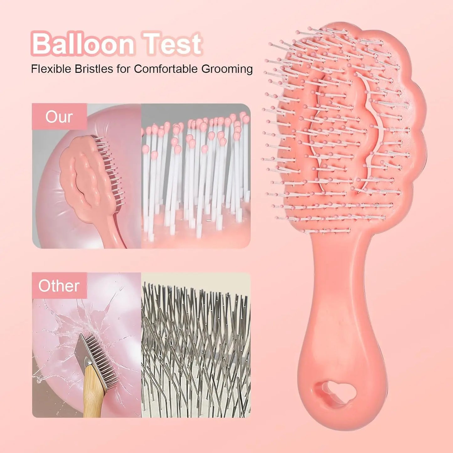 Cloud Shape Small Dog Grooming Brush for Shih Tzus, Yorkies, Maltipoos - Pink