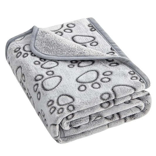 Flannel Pet Sleep Mat Paw Print for Dog Cat Pet Blanket Washable Pet Throw for Sofa Bed Car Seat