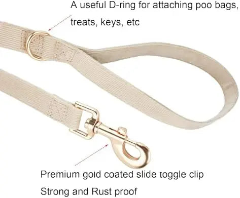 Adjustable Soft Corduroy Collar & Leash Set for Small Dogs – Durable Dog Collars with Metal Buckle