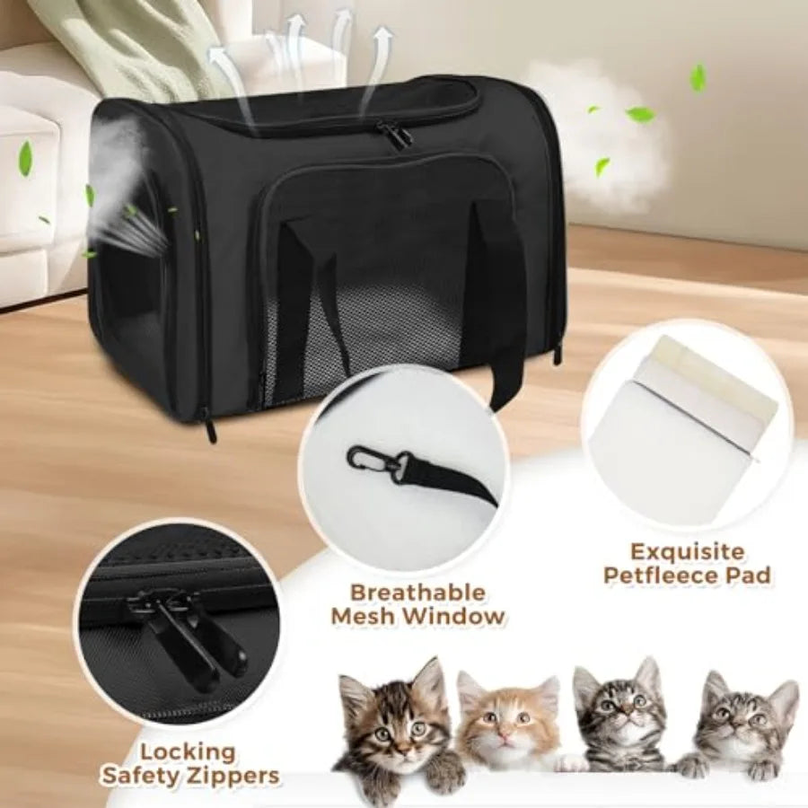 Soft Cat Carrier for Pets Up to 25 Lbs Travel Bag with Padded Shoulder Strap Soft-Sided Pet Dog Carrier for Small Dogs Puppy