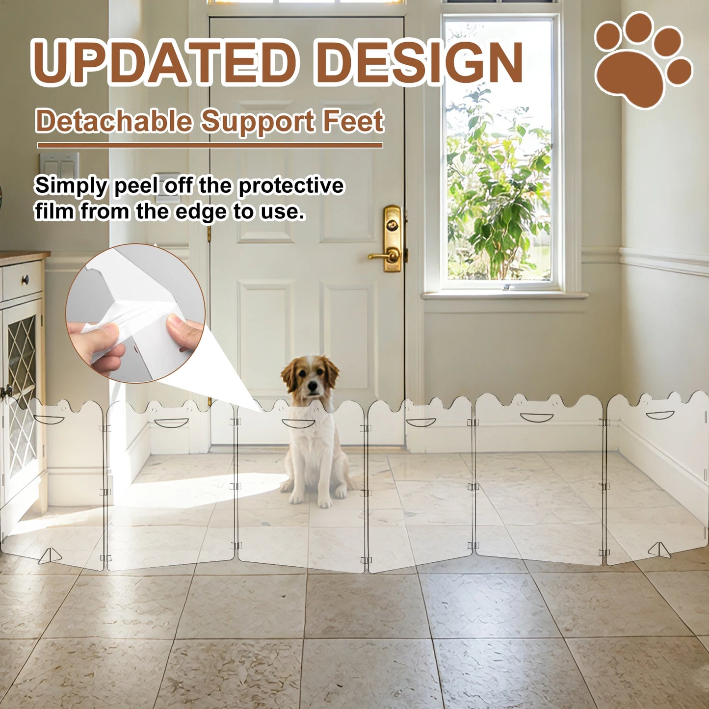 Folding Clear Dog Gate 4/6-Panel, Transparent Indoor Pet Barrier with Handles for Small Dogs Hallways