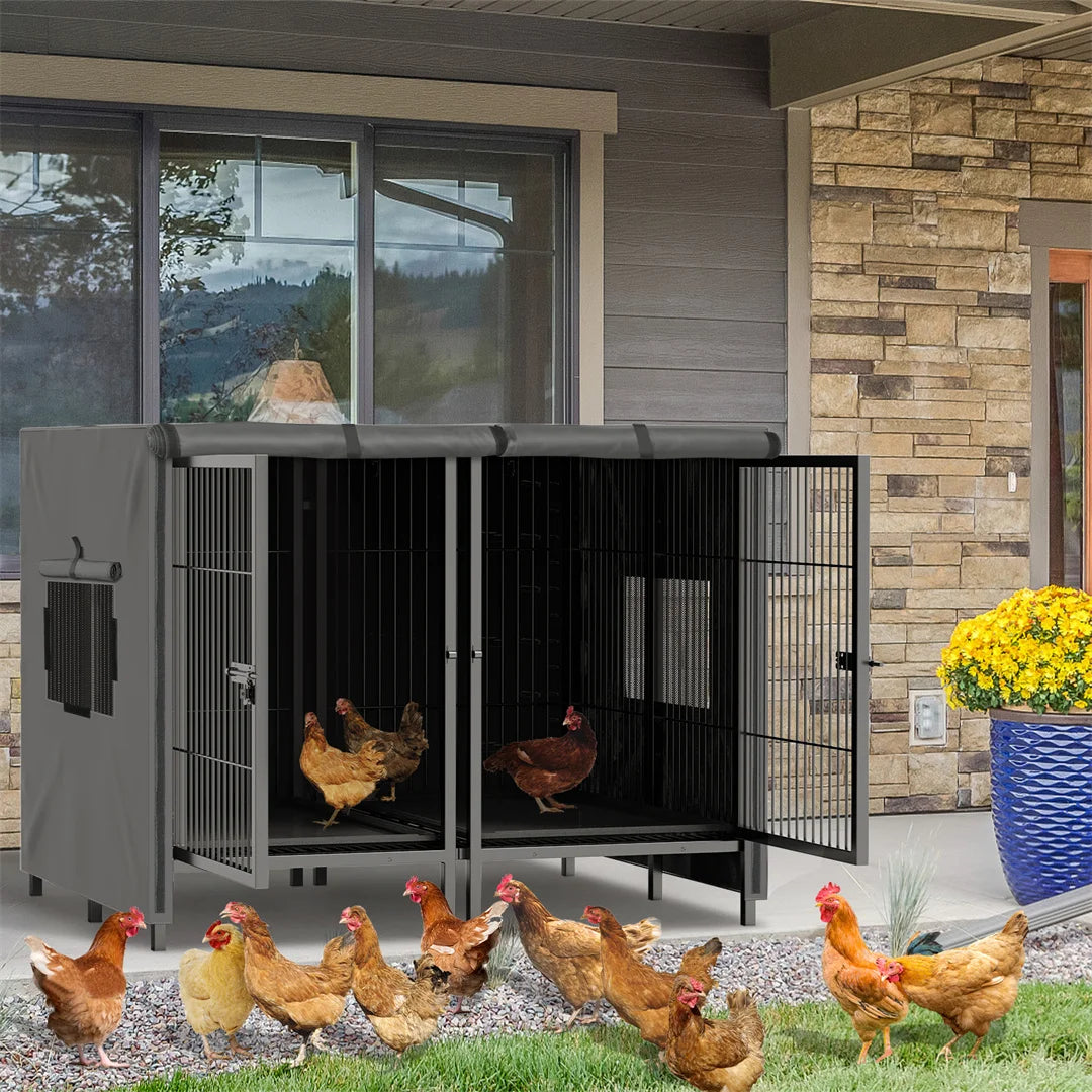 2-in-1 Heavy Duty Metal Dog Cage with Removable Divider, Pet Dog Crate Double Kennel for Two Dogs