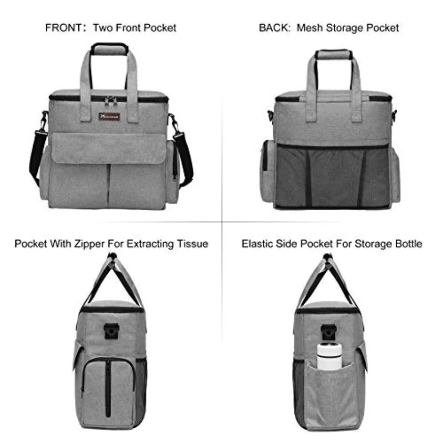 Dog Travel Bag, Weekend Pet Travel Set for Dog and Cat, Airline Approved Tote Organizer with Multi-Function Pockets, 2 Food Sto