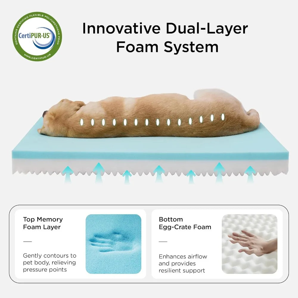 Bedsure Memory Foam Dog Crate Bed for Extra Large Dogs - XL Orthopedic Pet Beds with Removable Washable Cover and Nonskid Bottom