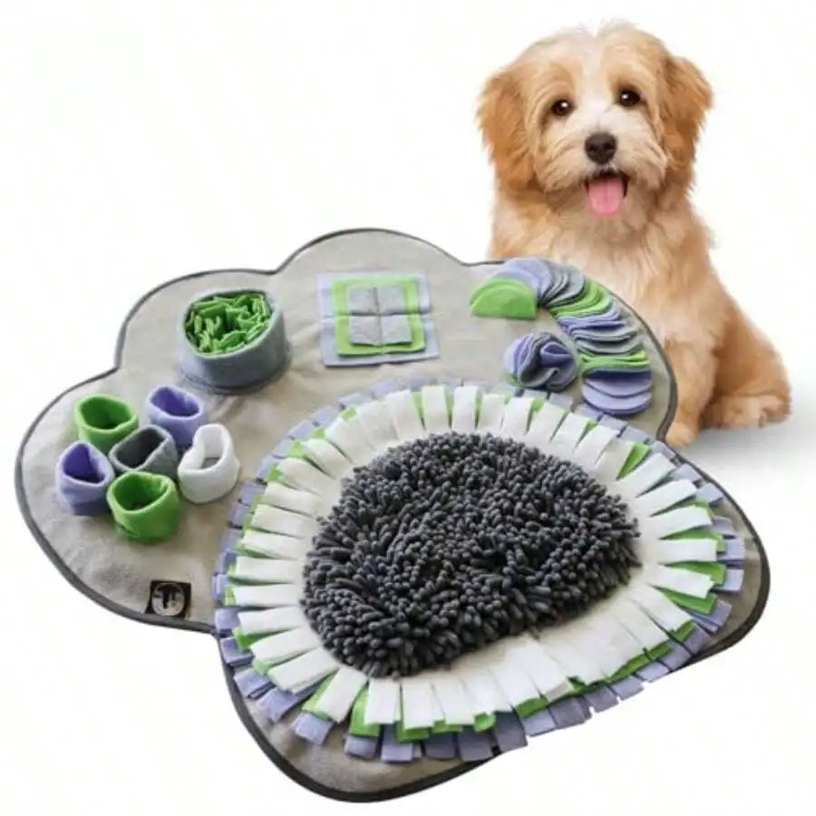 Paw Shaped Snuffle Mat 29x29 For Small Medium And Large Dogs Cats; Interactive Slow Feeding Sniffing Mat Designed For Mental Stimulation Puzzle That Encourages Natural Foraging Skills In Pets