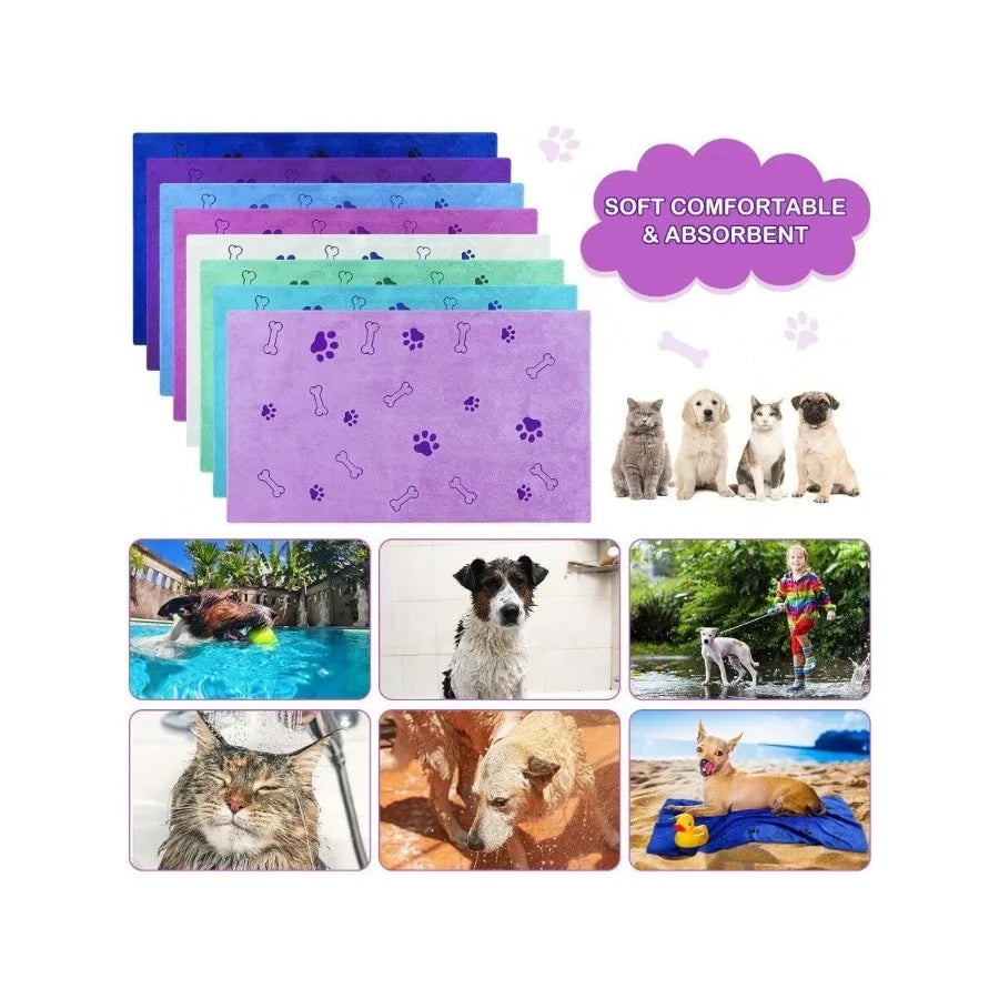 【New style】8 Pcs Dog Towels For Drying Dogs Cats Pet Towels Bulk Puppy Microfiber Quick Drying Paw Bath Bathing Plies Absorbent