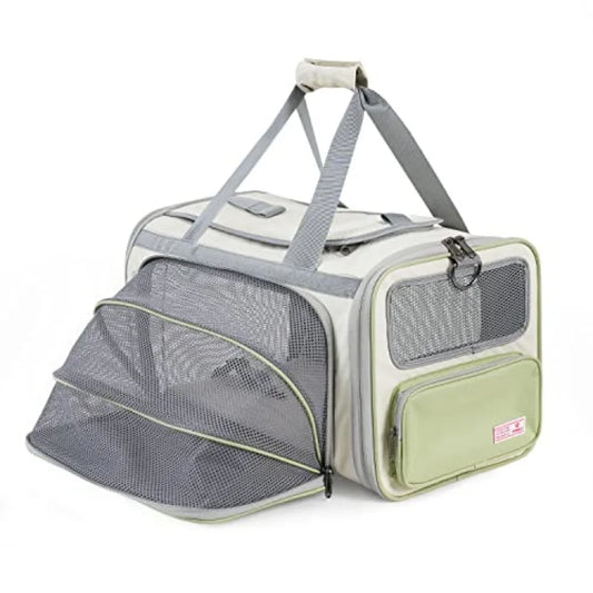 Soft Sided Collapsible Cat Carrier with ID Tag TSA Airline Approved for Travel Portable Comfortable Foldable Pet Bag