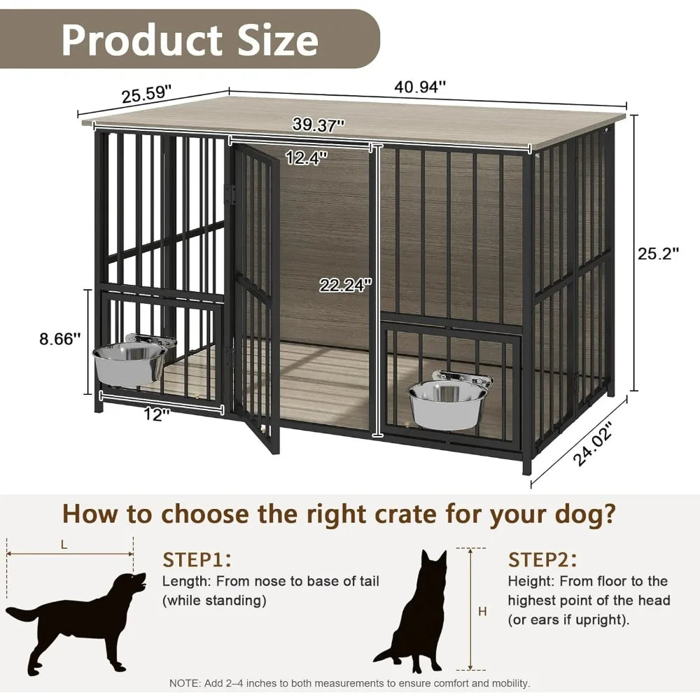 Large Foldable Dog Crate Furniture, Dog Kennel with Storage Top, Wooden Dog Crate Table for Medium to Large，Customized