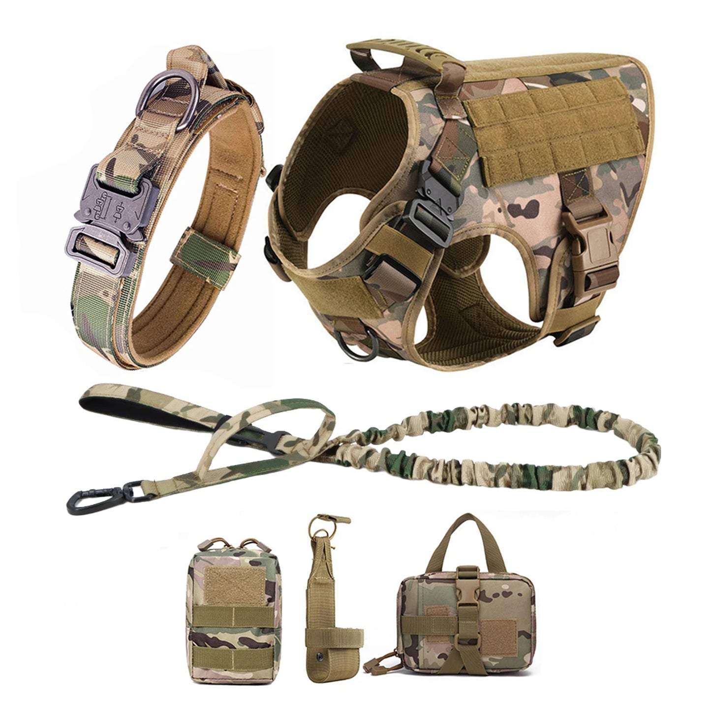 Tactical Dog Harness  Leash Molle Pouches For Medium Large Dogs, German Shepherd Training Walking Vest, Dog Harnesses
