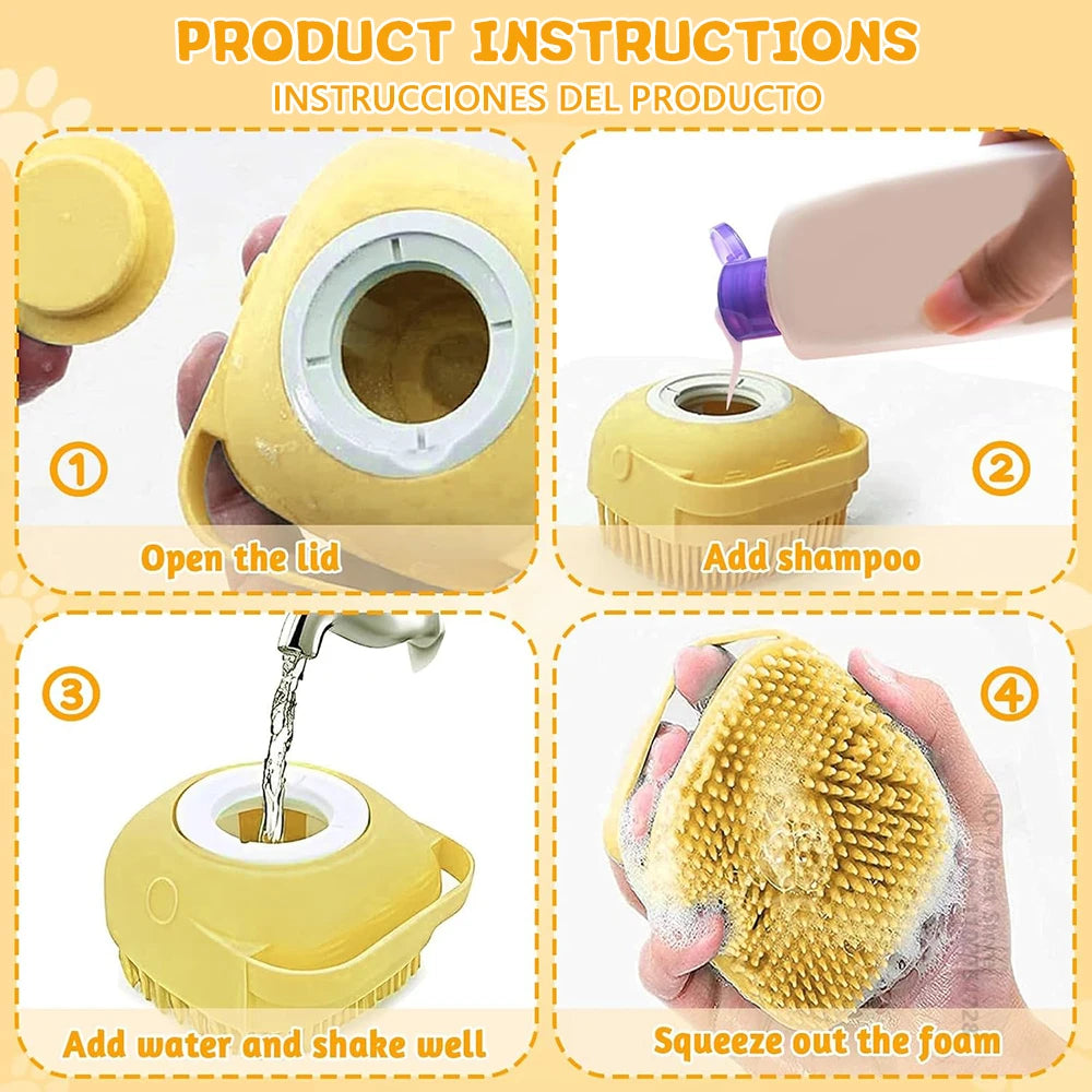 Dog Bath Brush Silicone Pet Shampoo Brush Soap Dog Scrubber Cat Massage Grooming Wash Soft Rubber Puppy Clean Brush