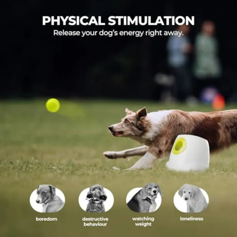 Automatic Dog Ball Launcher, Interactive Fetch Toy for Medium to Large Dogs, Rechargeable Pet Ball Thrower Machine for Outdoor
