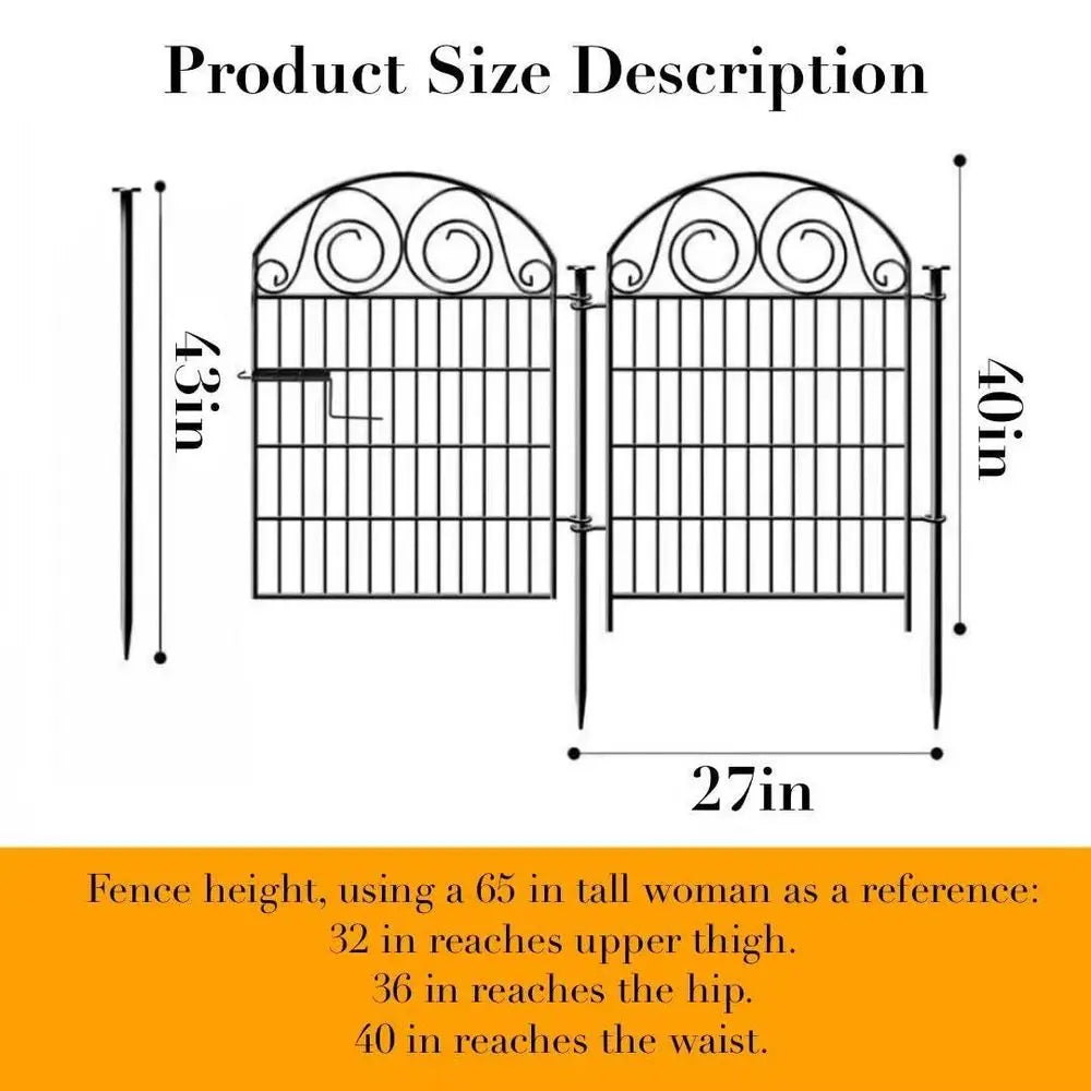 Tall Garden Animal Barrier Fencing with Gate, 40 InchH 20 Panels Total Length 43.7 Ft Outdoor Dog Fence, Picket Fences, Reusabl