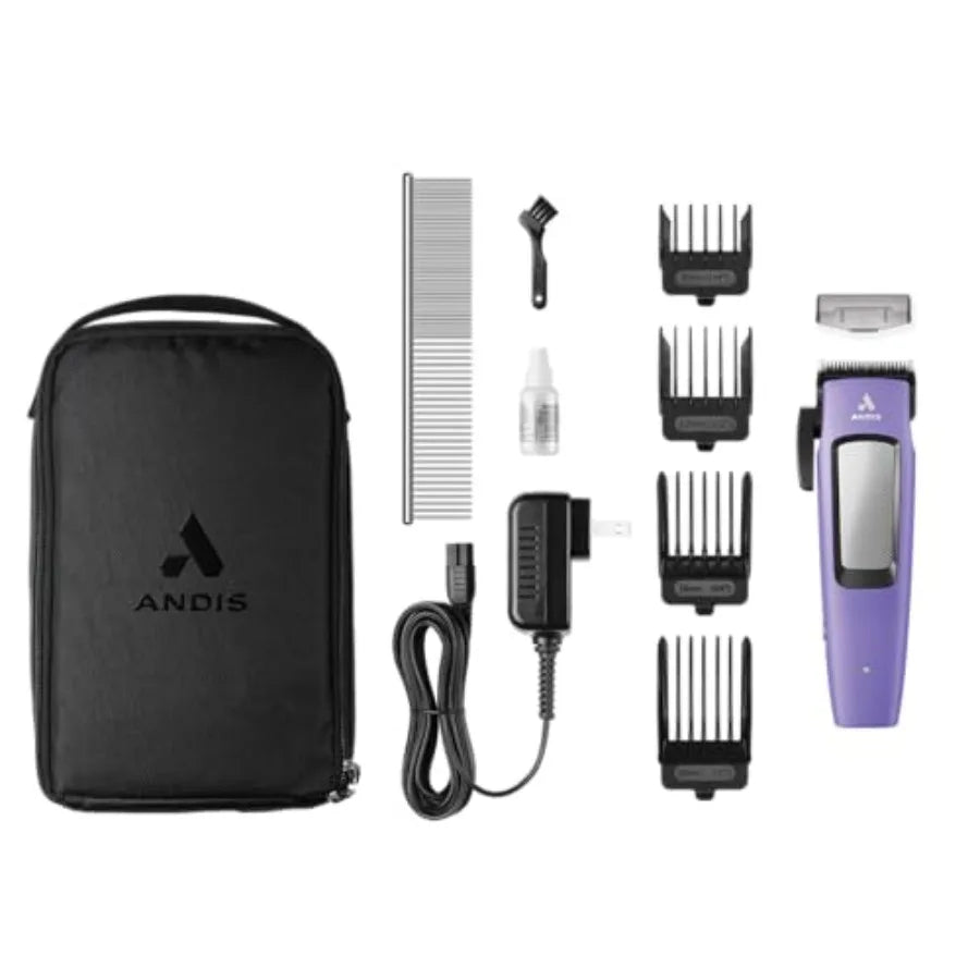 Cordless Dog Clipper 10-Piece Kit with Adjustable Blade Lithium-Ion Battery Purple Easy to Use and Portable