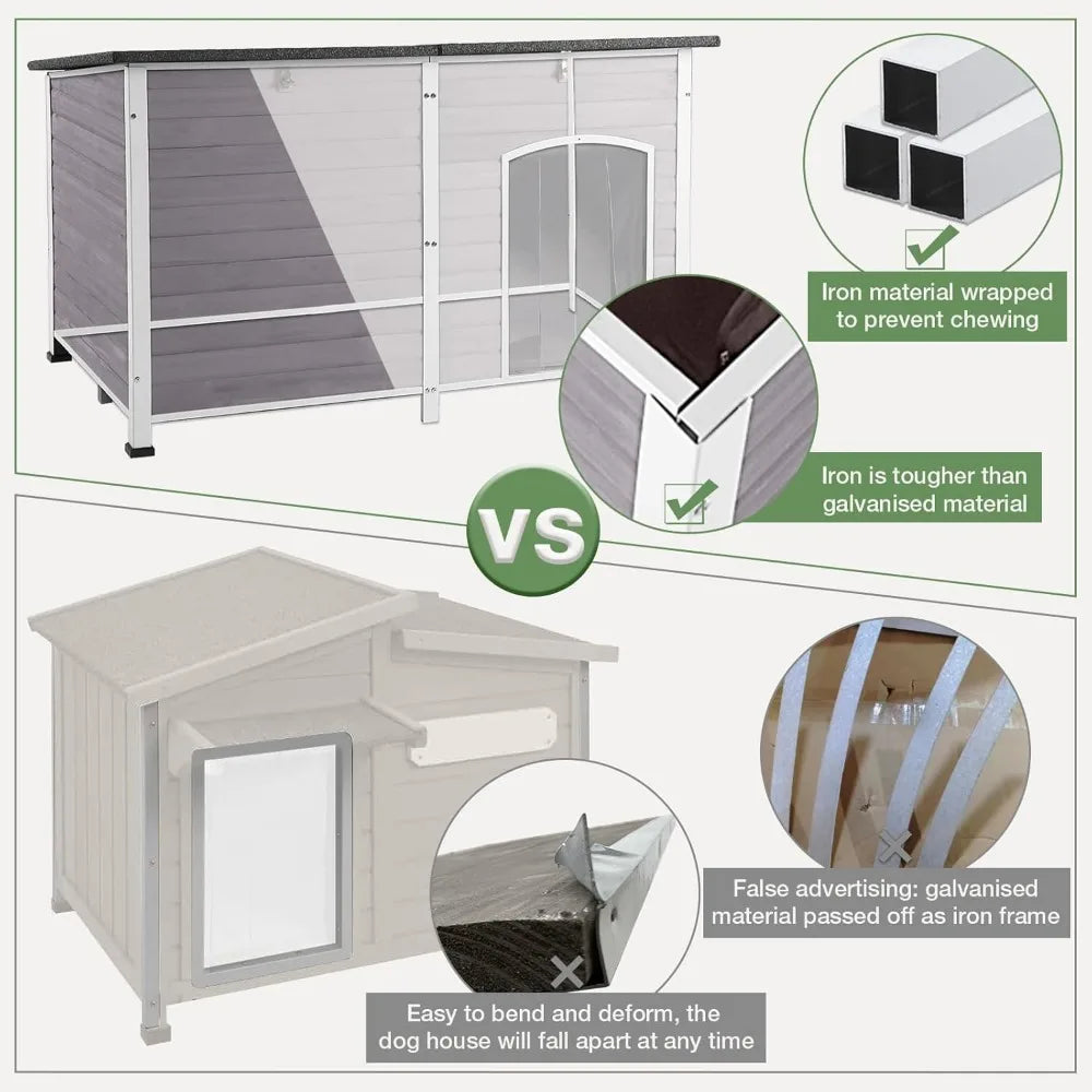 Large Dog House with Insulated Liner for Outdoor - Waterproof Outside Dog Kennel for Small, Medium, and Large Dog